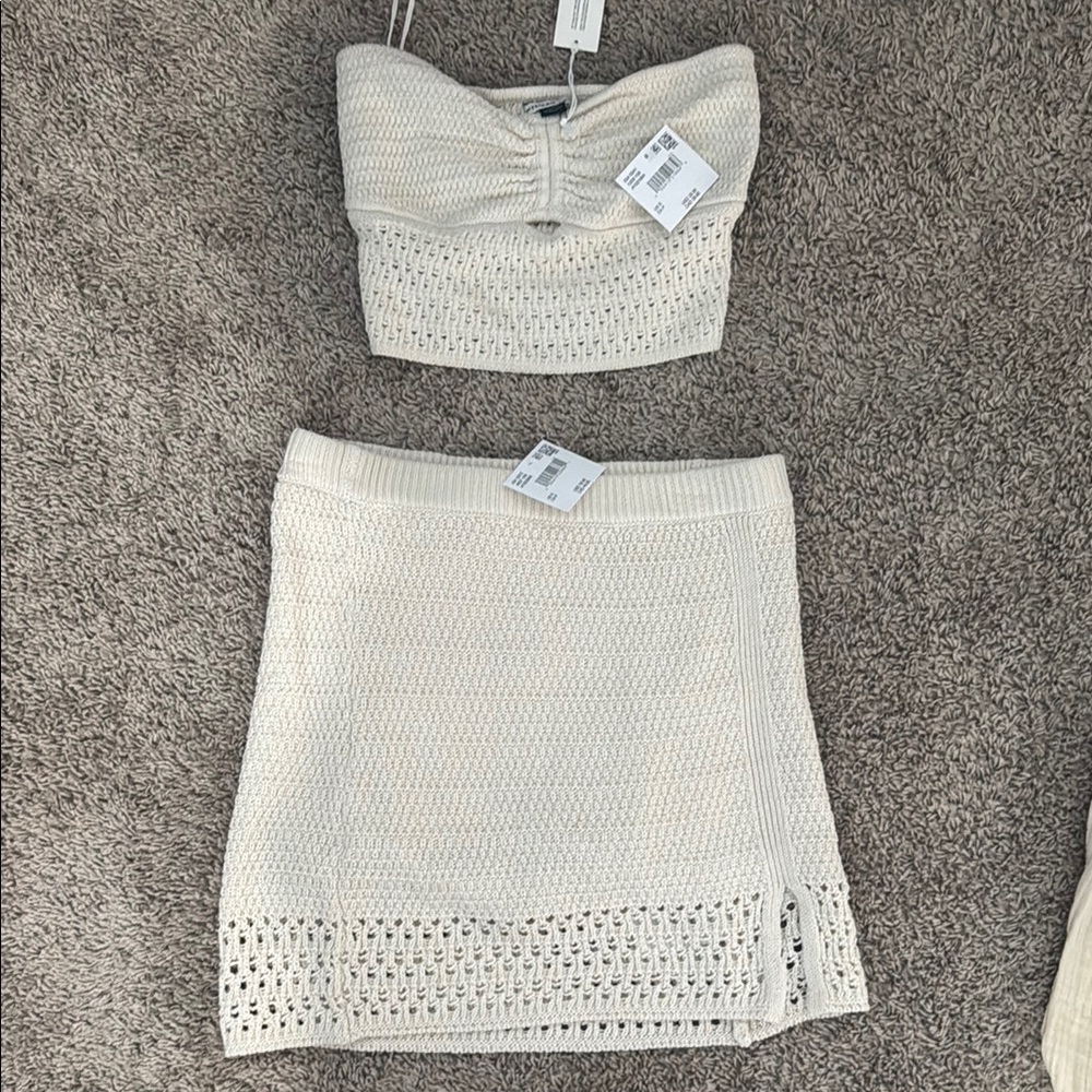 American Eagle Outfitters Cream A-Line Mini Skirt set